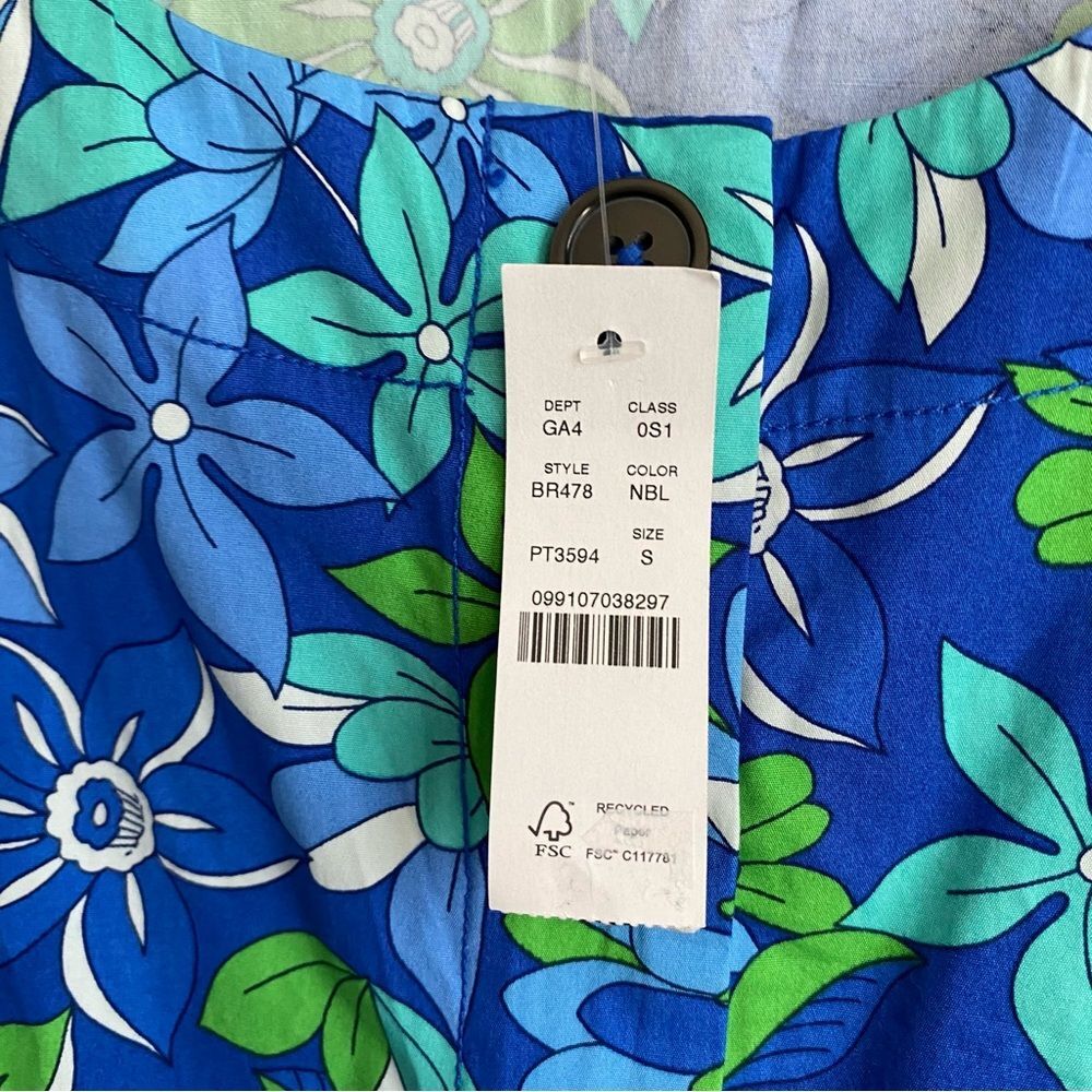 J. Crew Button-front 100% cotton shift dress in cobalt floral Small NWT - Picture 5 of 8